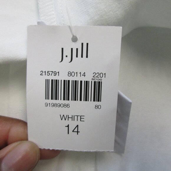 J Jill Women's Pants 14 White Cotton Blend Pleated Stretch Minimalist Beach 432 - Picture 8 of 14